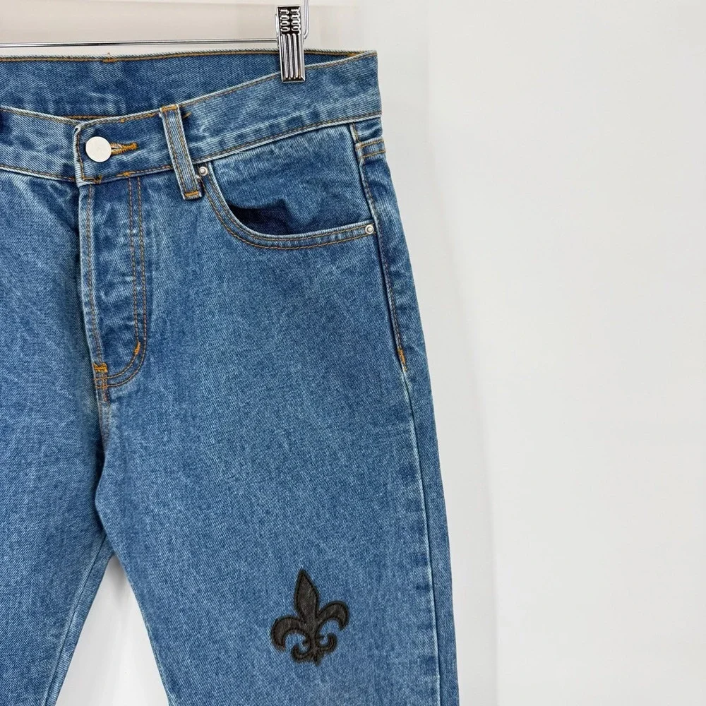MNML Mens Size 30 D112 Fleur Straight Leg Jeans Embroidered Streetwear Y2K EUC